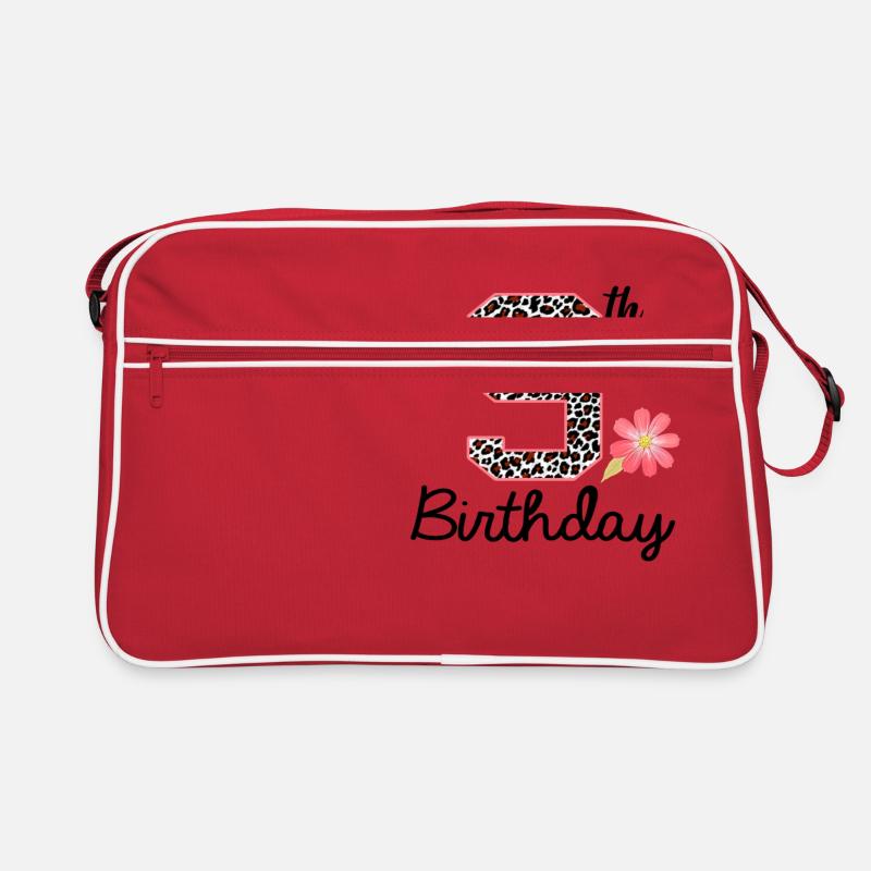 9. Geburtstag 9 Jahre altes Mädchen Leopard Butterfly ag - Retro Tasche - Rot/Weiß