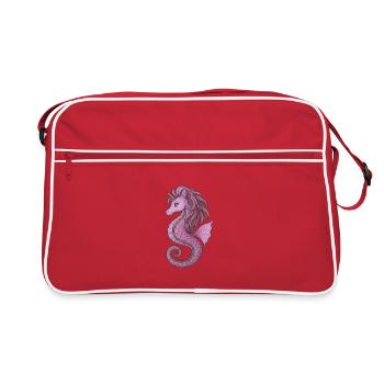 Seepferdchen-Einhorn Pink Violet - Retro Tasche - Rot/Weiß - Vorne