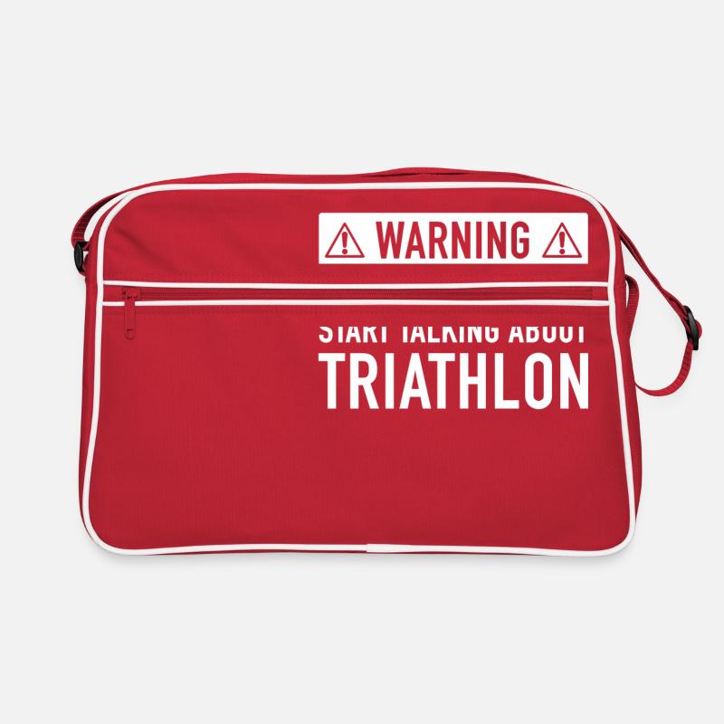 Idée Cadeau drôle Triathlon - Sac Retro - rouge/blanc