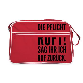 Die Pflicht ruft - Retro Tasche - Rot/Weiß - Vorne