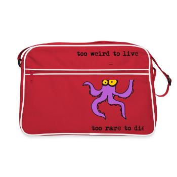 Zu seltsam, um zu selten zu sterben, lustige Oktopus zu leben - Retro Tasche - Rot/Weiß - Vorne