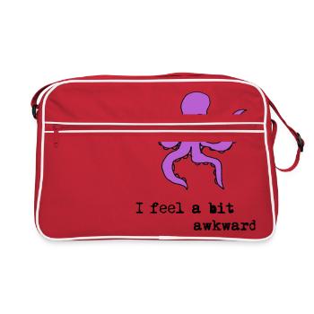 I feel a bit awkward, funny octopus t shirt - Retro Bag - red/white - Front