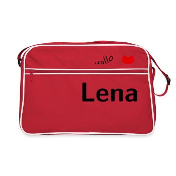 Partner Partnerlook Pärchen Motiv mit Namen Lena - Retro Tasche - Rot/Weiß - Vorne