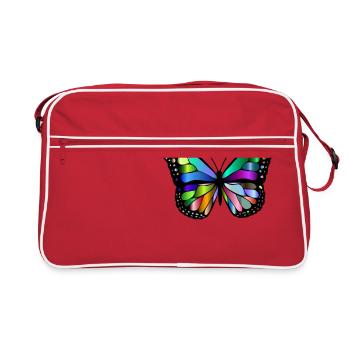 Schmetterling mit bunten Flügeln Natur & Tiere - Retro Tasche - Rot/Weiß - Vorne