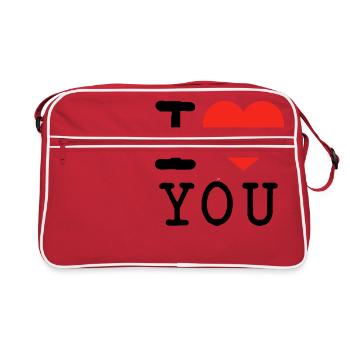 I love I love U - Retro Tasche - Rot/Weiß - Vorne