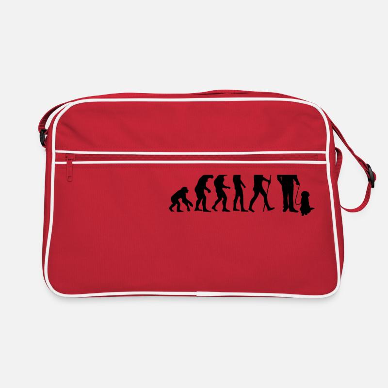 Evolution Herrchen mit Hund als Geschenk Retro Tasche