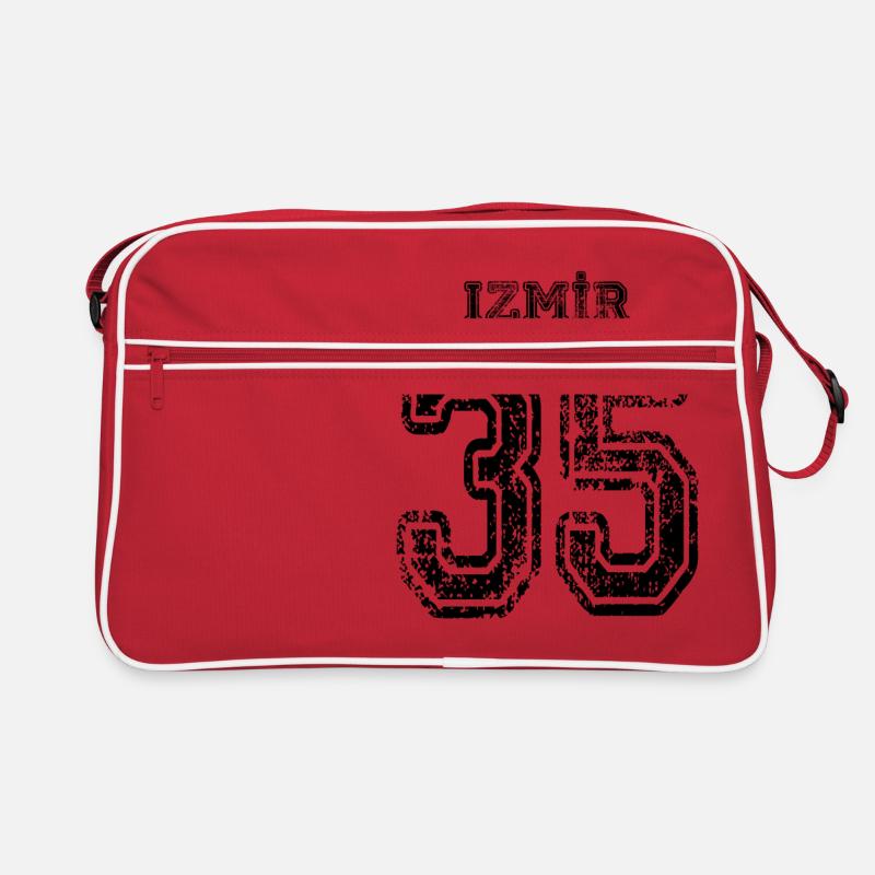 35 Izmir plaque d'immatriculation turque comme un cadeau - Sac Retro - rouge/blanc