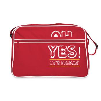 Vendredi - fin de semaine - heure de fermeture - Sac Retro - rouge/blanc - Devant