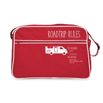 Road Trip Rules - Regeln für den Urlaub - Retro Tasche - Rot/Weiß - Vorne