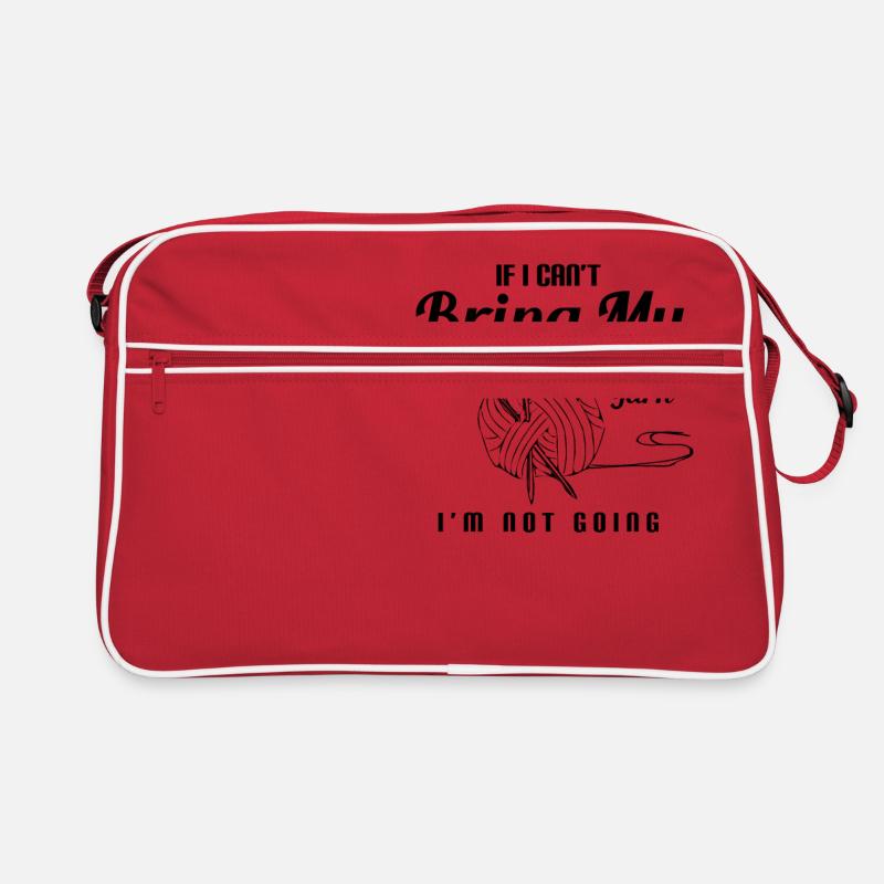I Can't Bring My Yarn I'm Not Going - Retro Tasche - Rot/Weiß