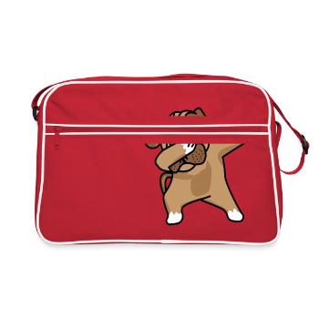Pug Pug dab dog dog - Retro Bag - red/white - Front