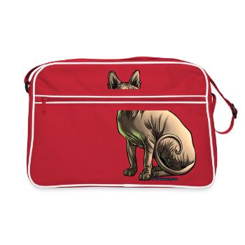 sushi the sphynx cat - Retro Bag - red/white - Front