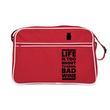 Wine - Life is Too Short for Bad Wine - Gift - Retro Bag - red/white - Front