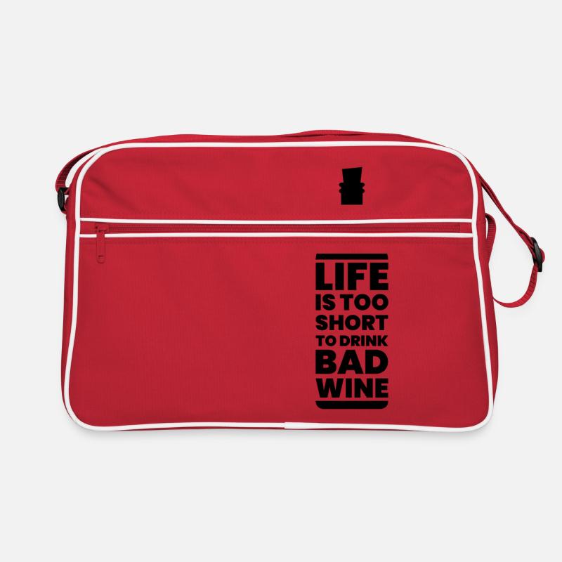 Wein - Life is Too Short for Bad Wine - Geschenk Retro Tasche