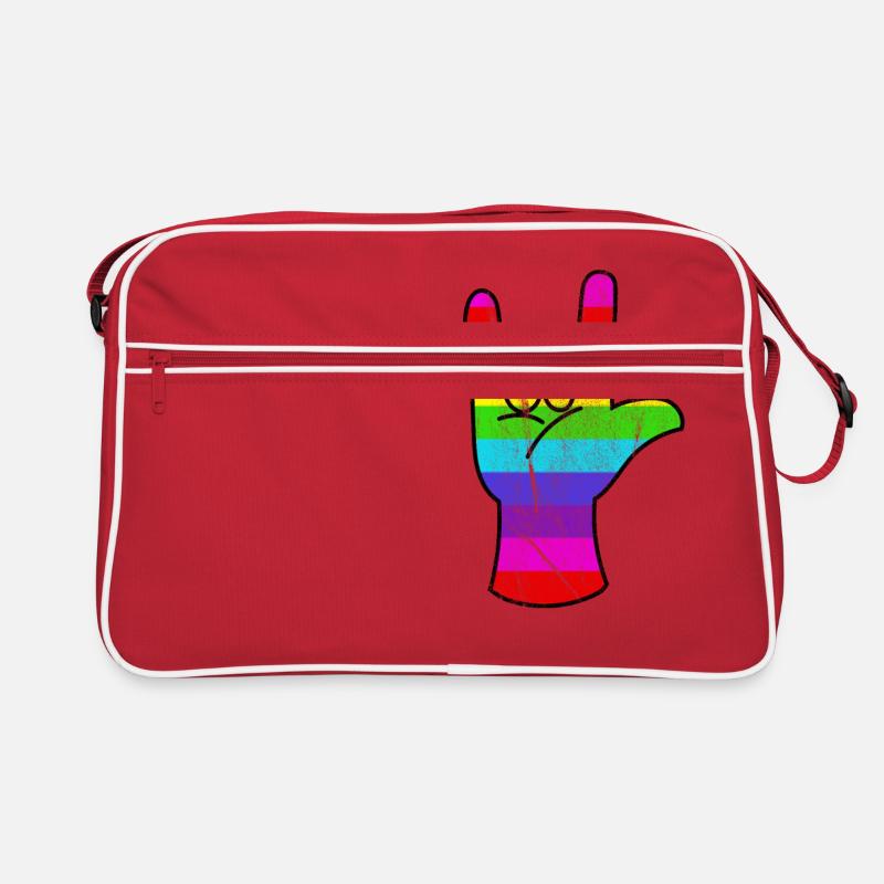 Rainbow Hand Rocking LGBT Pride - Retro Tasche - Rot/Weiß