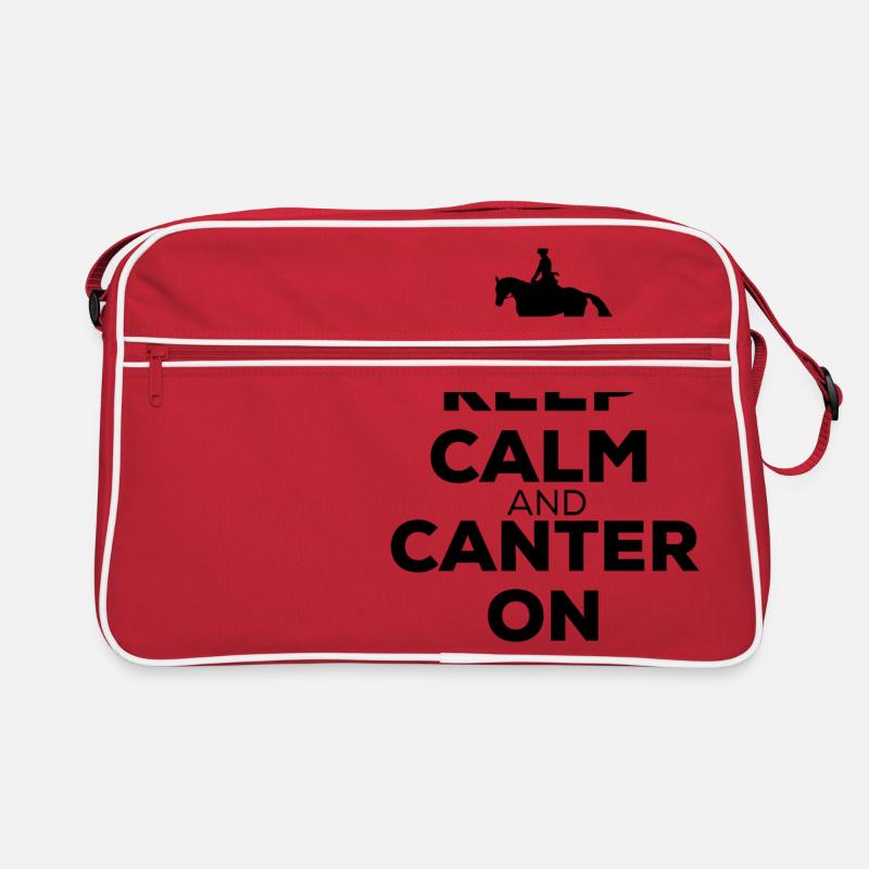 Keep Calm And Canter On - Pferde Reiten Geschenk Retro Tasche