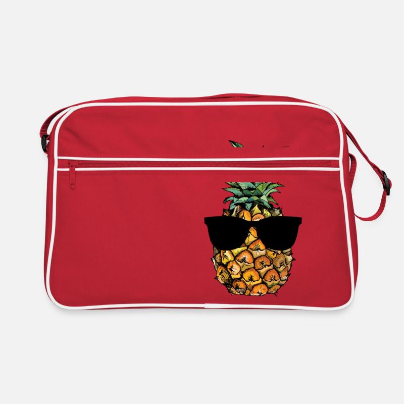 Hipster pineapple with sunglasses - funny design - Retro Bag - red/white