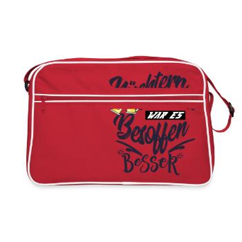 NÜCHTERN betrachtet war es besoffen besser - Retro Tasche - Rot/Weiß - Vorne