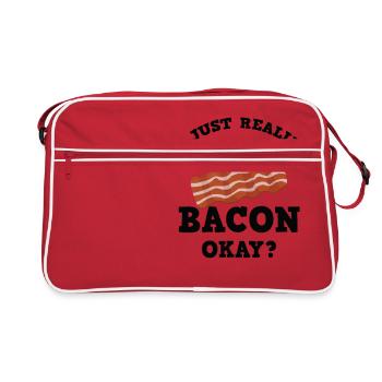 Lustig, ich mag Bacon einfach gut? T-Shirt - Retro Tasche - Rot/Weiß - Vorne