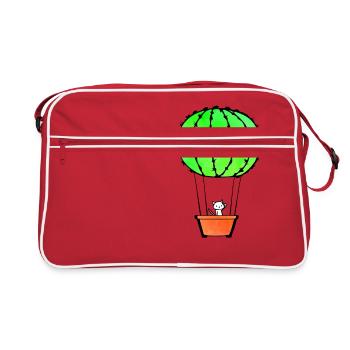 Chemise mignonne de Catcus avec le chat à l'intérieur d'une boule de cactus - Sac Retro - rouge/blanc - Devant
