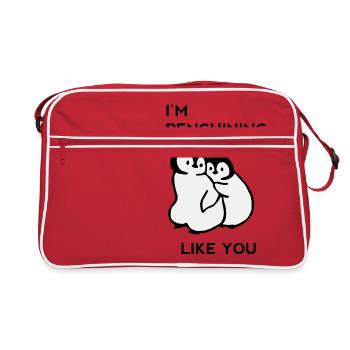 Je suis Pingouin de vous aimer - Pingouin - Sac Retro - rouge/blanc - Devant