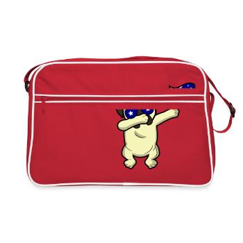 Champion du monde de Dabbing Dog Pug en Australie - Sac Retro - rouge/blanc - Devant