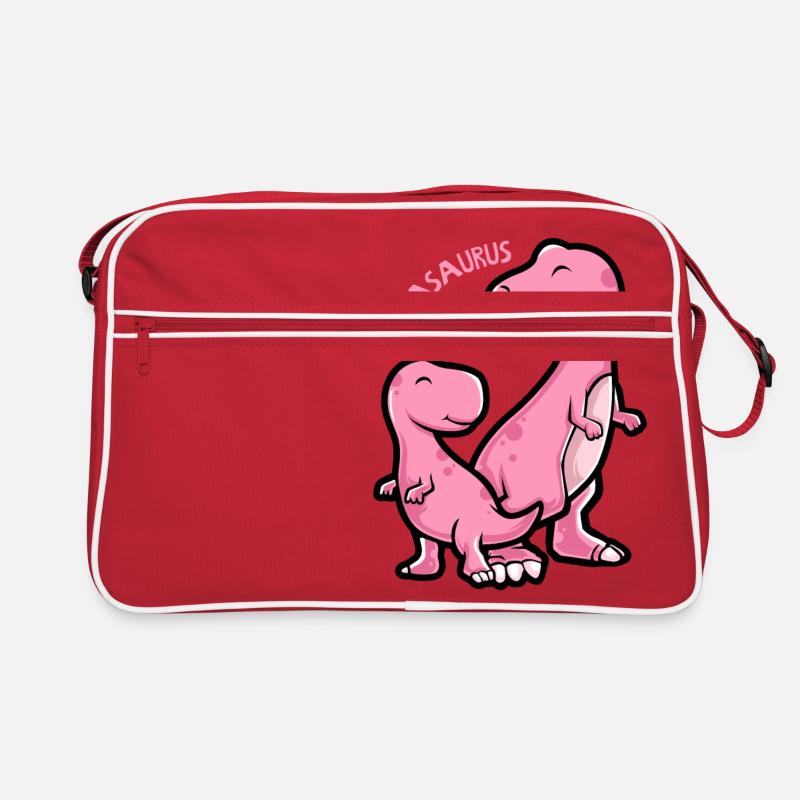 Mamasaurus - lustige Dinosaurier-Grafik - Retro Tasche - Rot/Weiß