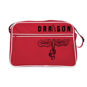 Dragonfly insect with dragon inscription - Retro Bag - red/white - Front