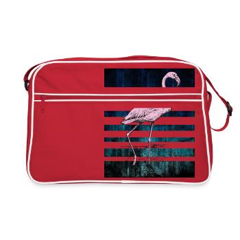 Rosa Flamingo - Retro Tasche - Rot/Weiß - Vorne