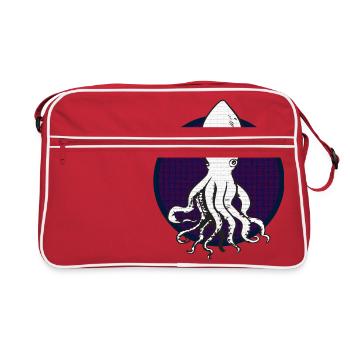 Weißer Octopus - Retro Tasche - Rot/Weiß - Vorne