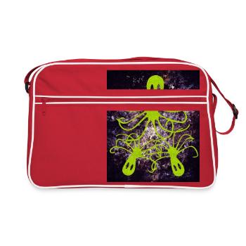 Verrückter Octopus - Retro Tasche - Rot/Weiß - Vorne
