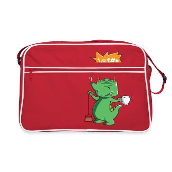 Tea Rex - Drinking Tea - Dinosaurs - Retro Bag - red/white - Front