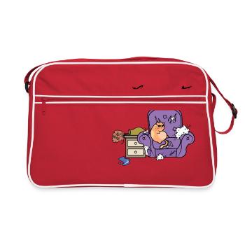 Katze Katastrophe - Retro Tasche - Rot/Weiß - Vorne