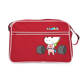 Trainierendes Einhorn Frauen Workout Gym Fitness - Retro Tasche - Rot/Weiß - Vorne