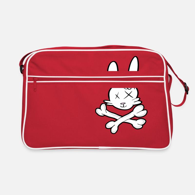 Totenkopf Hase - Retro Tasche - Rot/Weiß