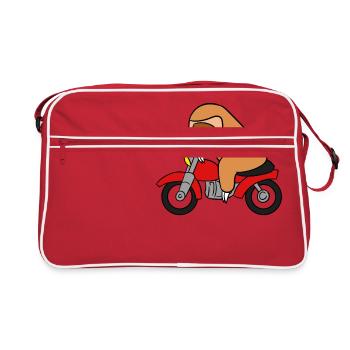 Sloth Riding Motorcycle T-Shirt Funny Animal - Retro Bag - red/white - Front