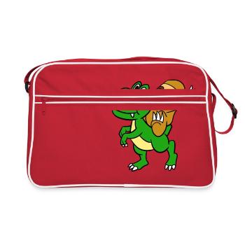 Sloth Riding T-Rex T-Shirt Funny Cute Sloth - Retro Bag - red/white - Front