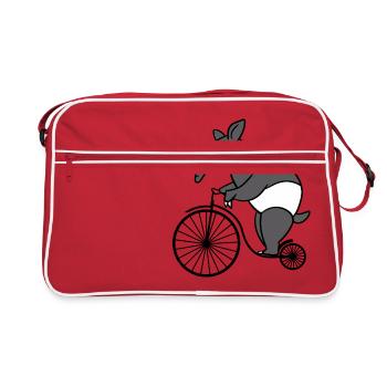 Tapir Riding Retro Bicycle Big Wheel Malayan Tapir - Retro Bag - red/white - Front