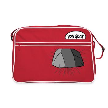 Fels You Rock Cooles Bild Geschenkidee Stein - Retro Tasche - Rot/Weiß - Vorne