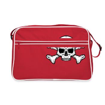 Crâne avec des os - Sac Retro - rouge/blanc - Devant
