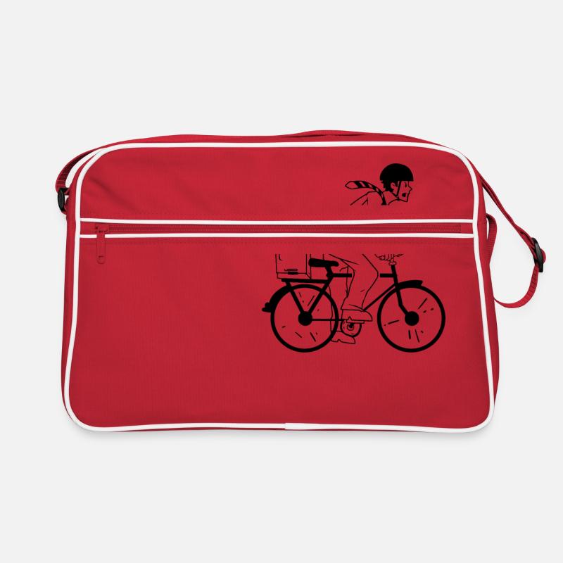 Bicycle Bike2Work Commuteer Pedal Gift Idea - Retro Tasche - Rot/Weiß
