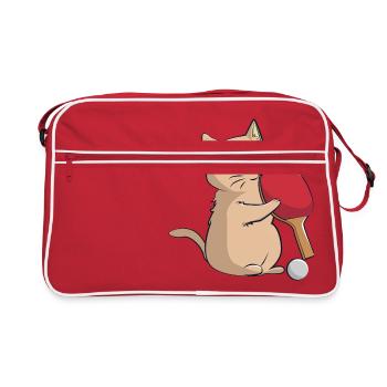 Le chat joue au ping-à-table - Sac Retro - rouge/blanc - Devant