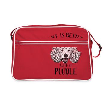 Chiens Grudge - La vie est meilleure avec un caniche - Sac Retro - rouge/blanc - Devant