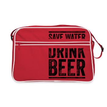 SAVE WATER DRINK BEER funny beer shirt gift - Retro Bag - red/white - Front