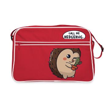 Hedgehog cuddles cactus - Retro Bag - red/white - Front