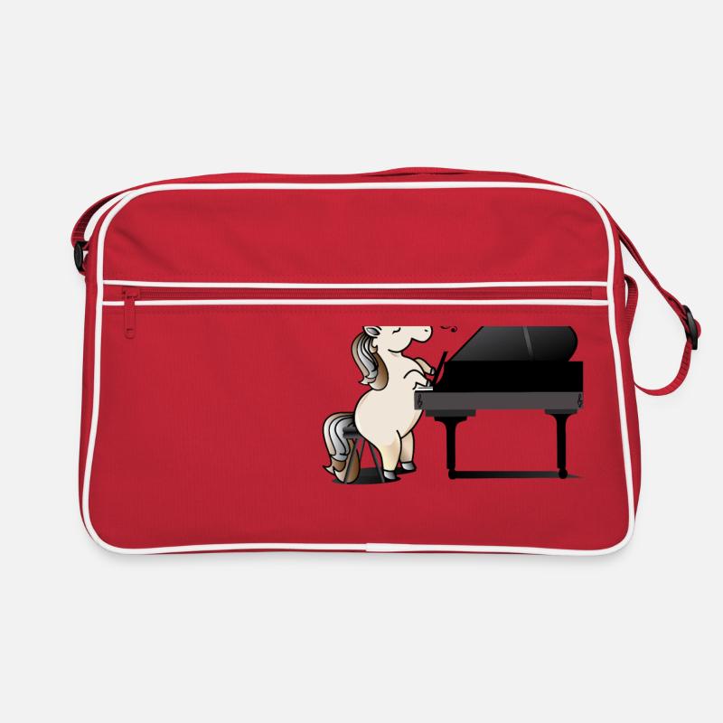 Unicorn plays piano piano gift - Retro Bag - red/white