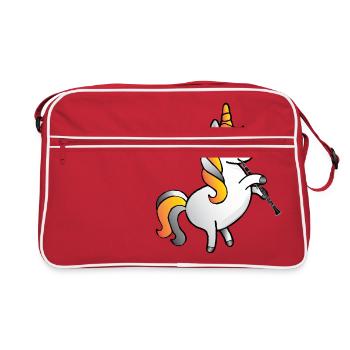 Licorne joue la clarinette de la musique cadeau - Sac Retro - rouge/blanc - Devant