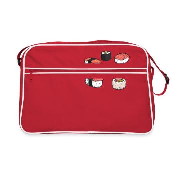 Sushi Asiatische Küche Fast Food Foodie Stäbchen - Retro Tasche - Rot/Weiß - Vorne