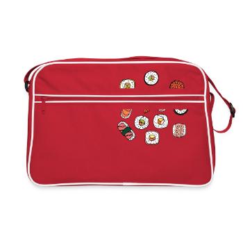 Sushi Asian Food Fast Food Foodie Chopsticks - Retro Bag - red/white - Front