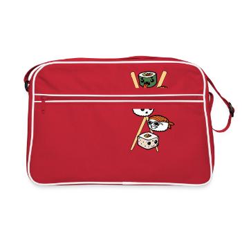 Sushi Asian Food Fast Food Foodie Chopsticks - Retro Bag - red/white - Front